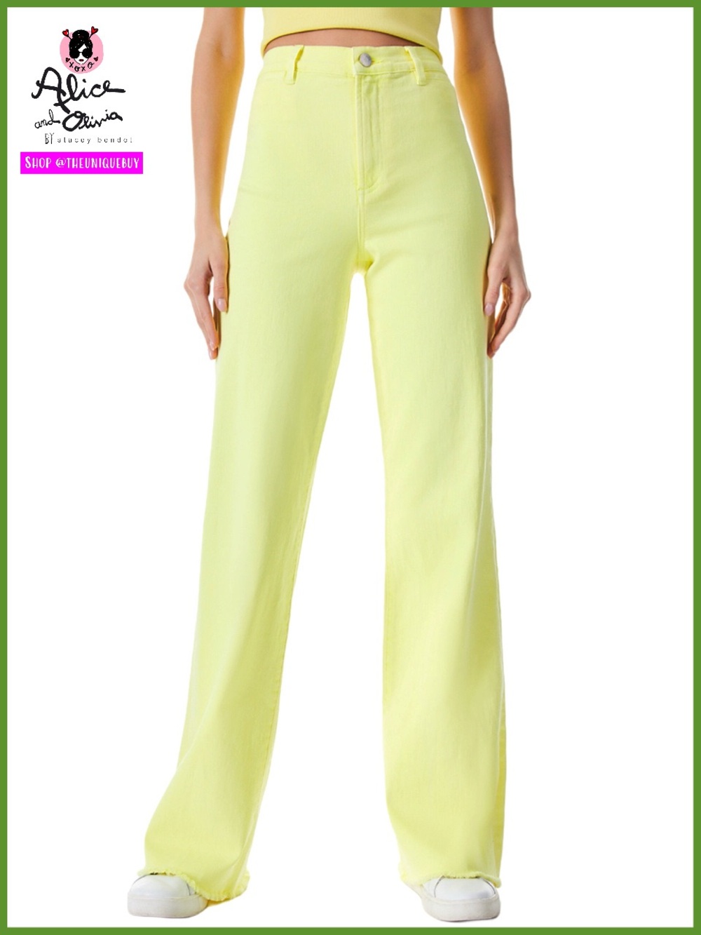 Alice + Olivia Gorgeous Coin Pocket Lemon Yellow Jeans Pant